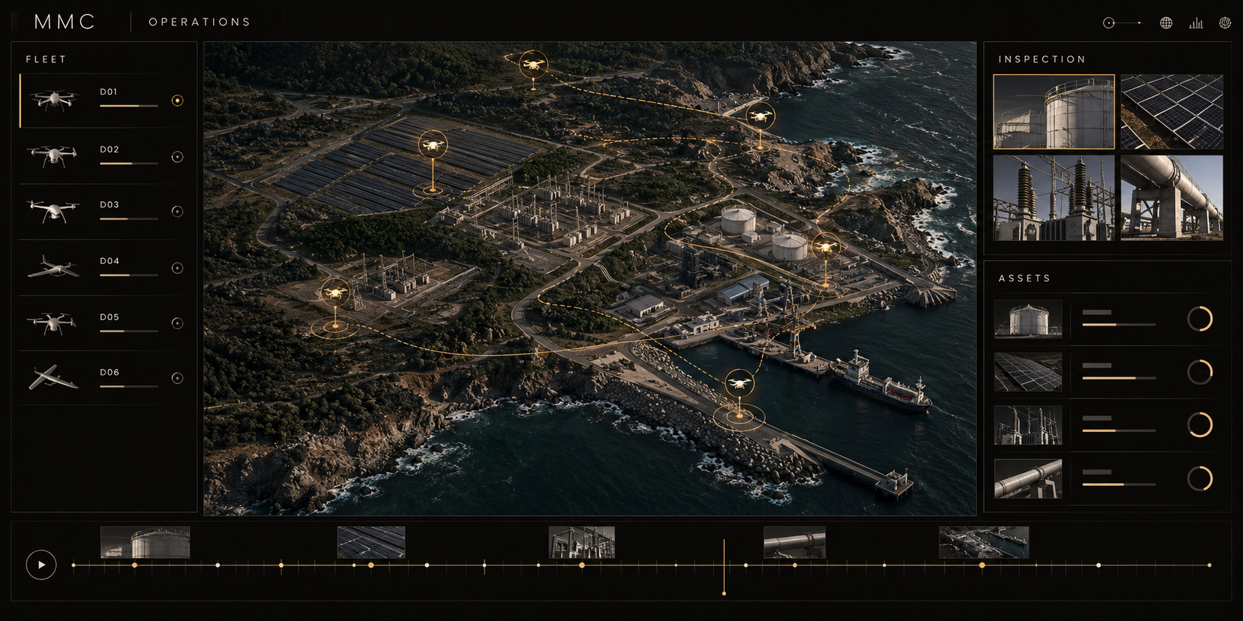Industrial aerial operations platform visualization